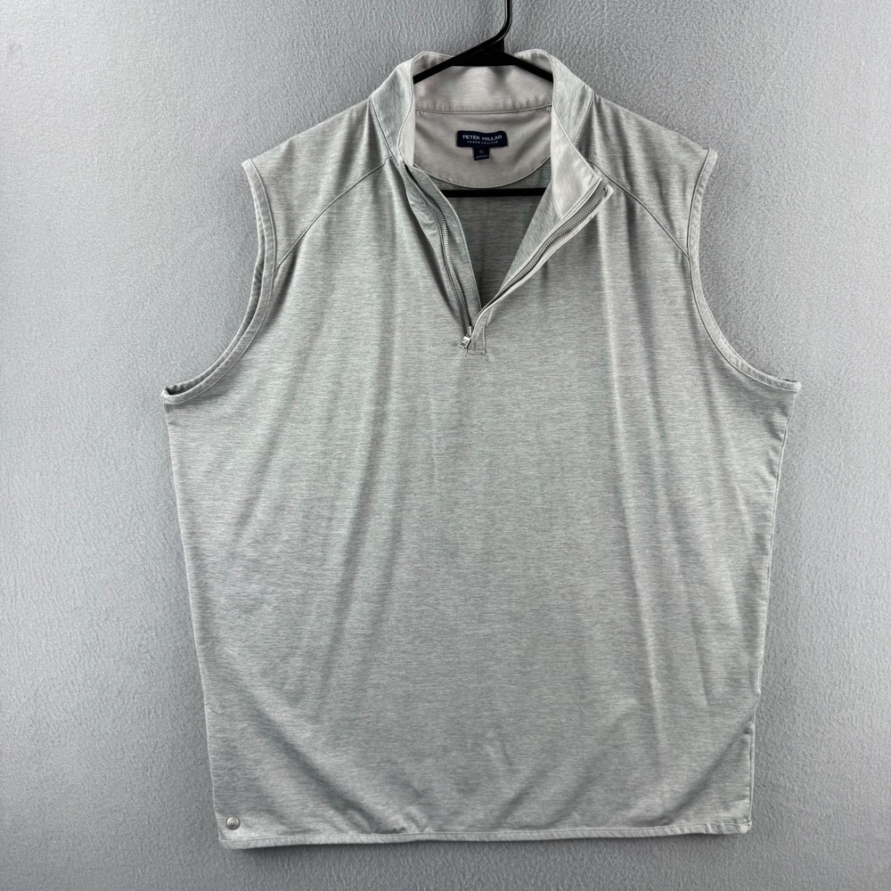 Peter Millar Crown Crafted 1/4 Zip Mens XL Gray Stretch Sleeveless Vest Flaws